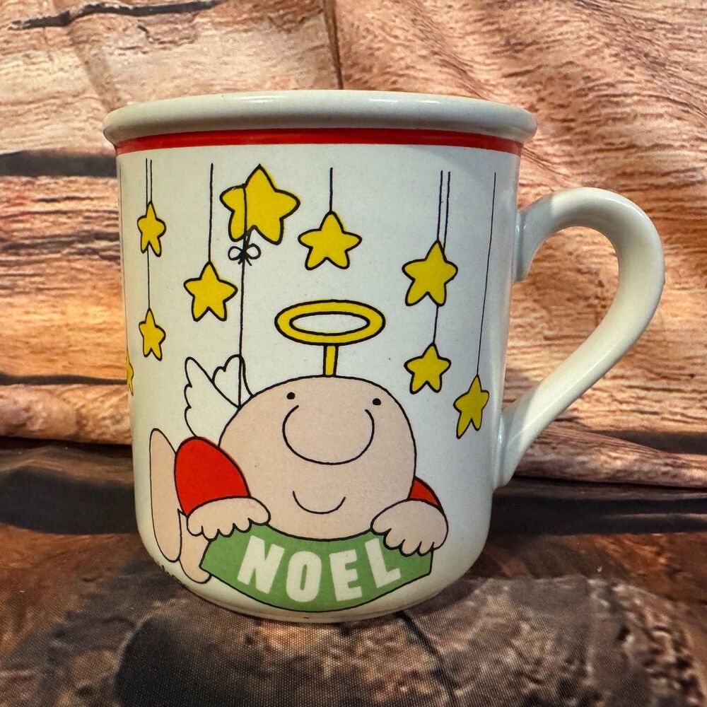 Vintage 1980 Ziggy Noel Christmas Angel Stoneware Coffee Mug Tom Wilson Korea